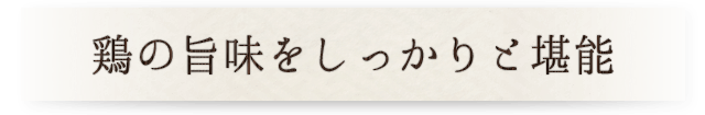 鶏の旨味をしっかりと堪能